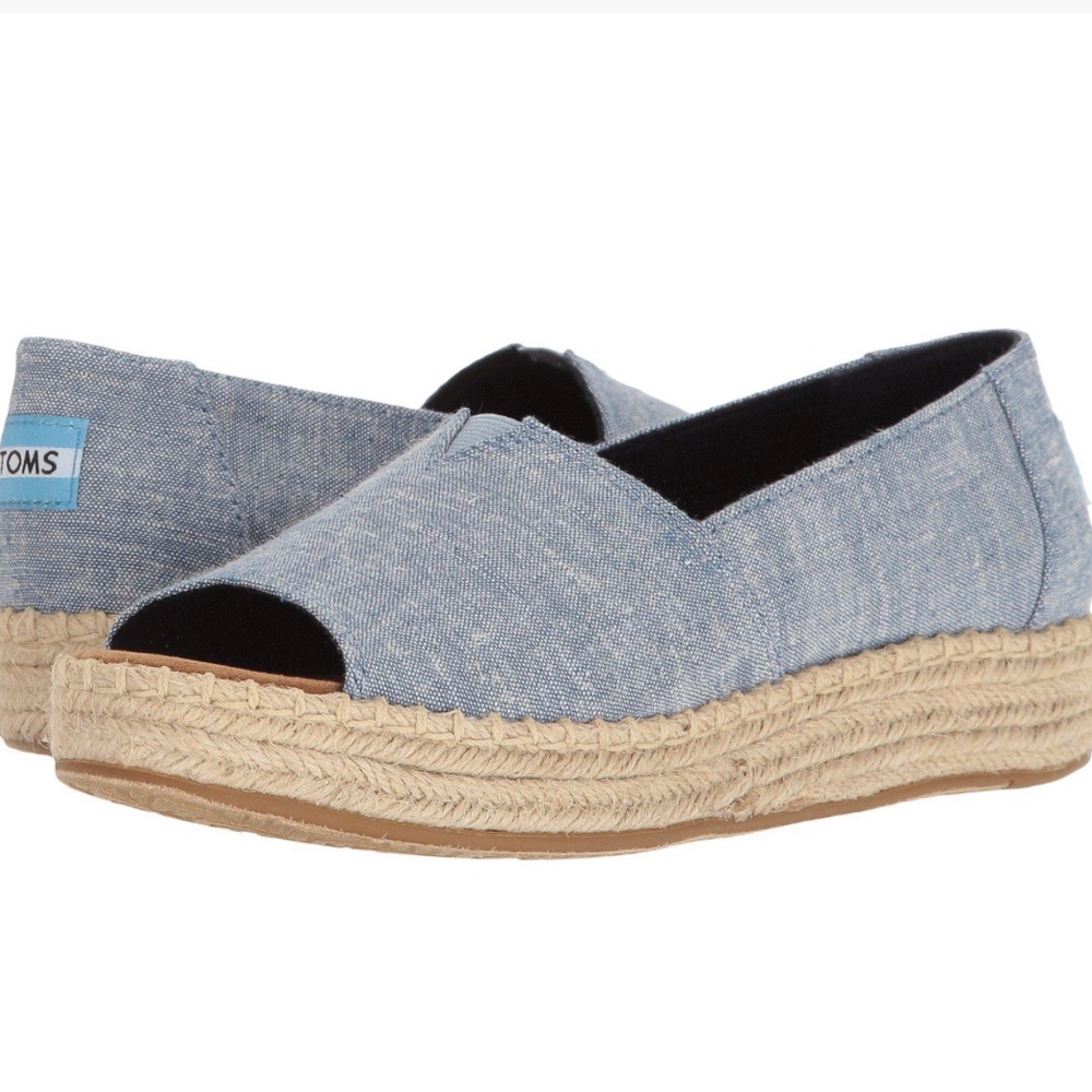 TOMS Open Toe Platform Alpargata 8.5 narrow